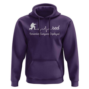 Red Friday Hoodie Remember Everyone Deployed Heartbeat TS09 Purple Print Your Wear
