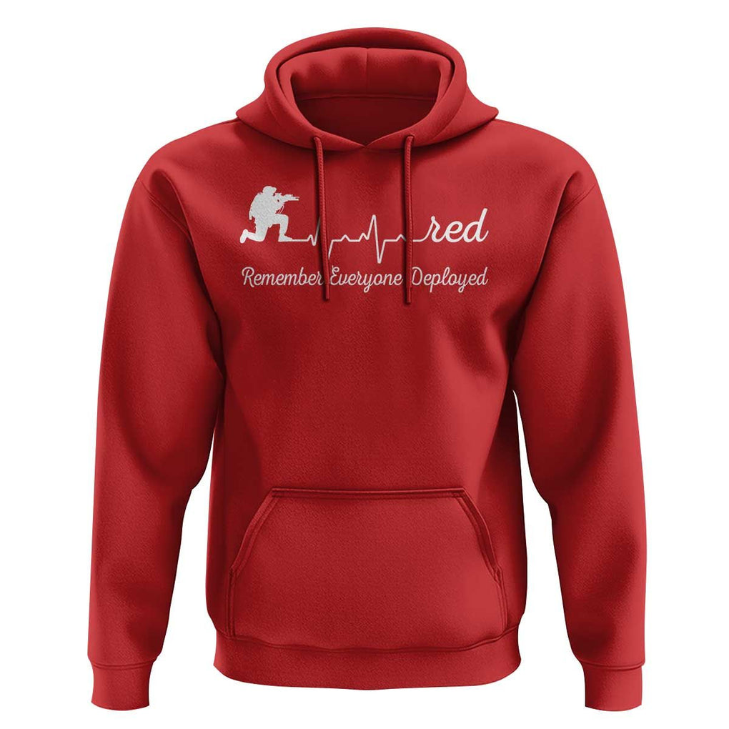Red Friday Hoodie Remember Everyone Deployed Heartbeat TS09 Red Print Your Wear