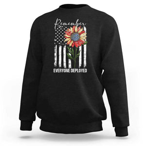 Red Friday Sweatshirt Remember Everyone Deployed American Flag Sunflower TS09 Black Print Your Wear