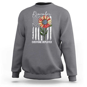 Red Friday Sweatshirt Remember Everyone Deployed American Flag Sunflower TS09 Charcoal Print Your Wear