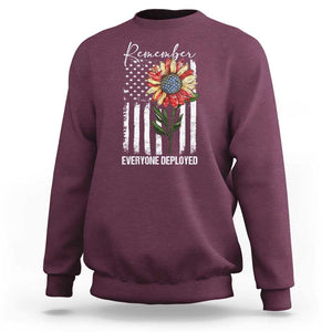 Red Friday Sweatshirt Remember Everyone Deployed American Flag Sunflower TS09 Maroon Print Your Wear