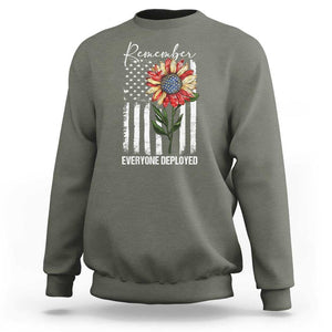 Red Friday Sweatshirt Remember Everyone Deployed American Flag Sunflower TS09 Military Green Print Your Wear