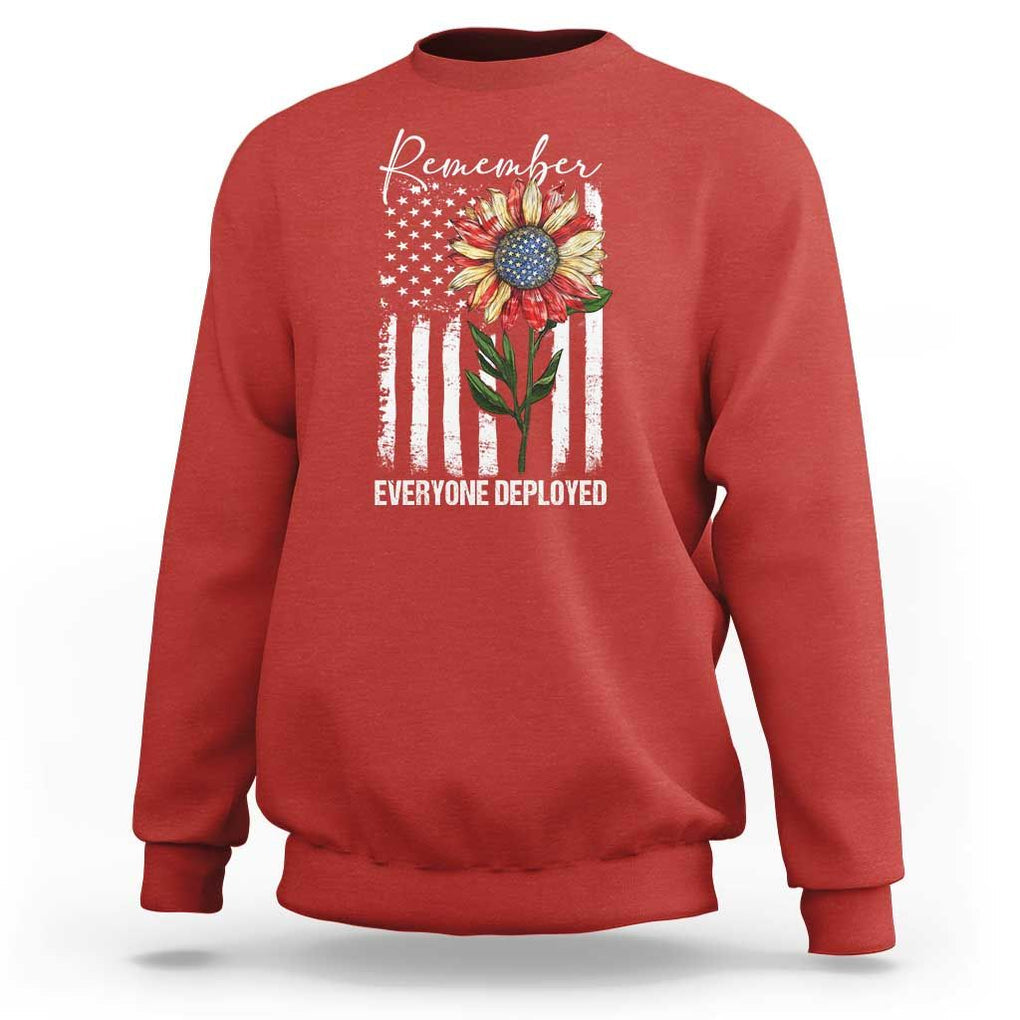 Red Friday Sweatshirt Remember Everyone Deployed American Flag Sunflower TS09 Red Print Your Wear