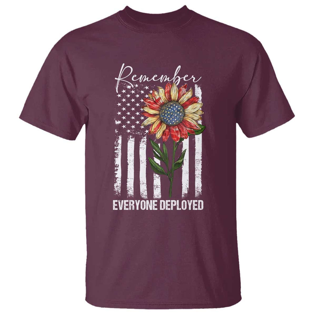 Red Friday T Shirt Remember Everyone Deployed American Flag Sunflower TS09 Maroon Print Your Wear