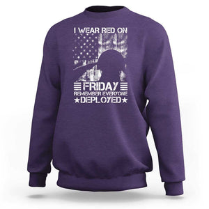 Red Friday Sweatshirt I Wear Red On Friday Remember Everyone Deployed TS09 Purple Print Your Wear