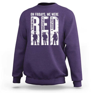 Red Friday Sweatshirt On Friday We Wear Red Remember Everyone Deployed TS09 Purple Print Your Wear