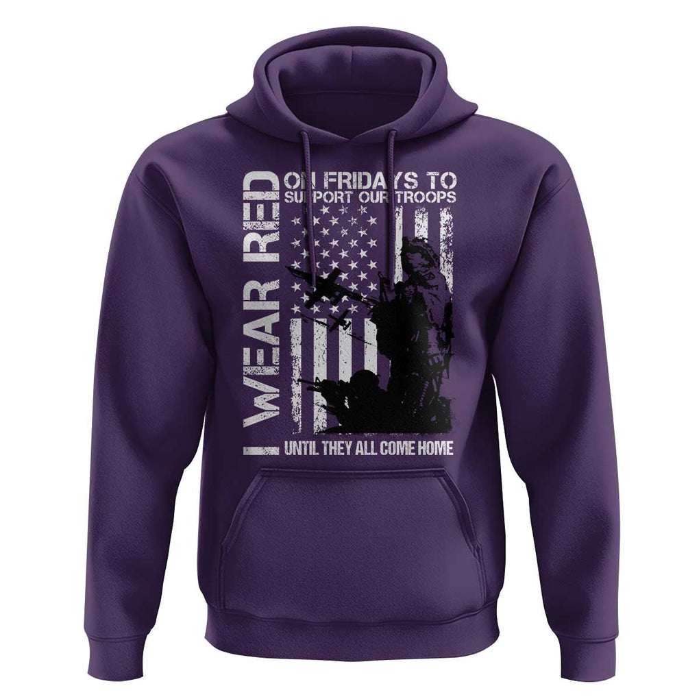 Red Friday Hoodie I Wear Red Support Our Troops Remember Everyone Deployed TS09 Purple Print Your Wear