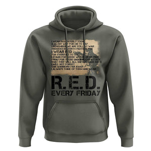 Red Friday Hoodie Remember The Deployed Military Troops Poem TS09 Military Green Print Your Wear
