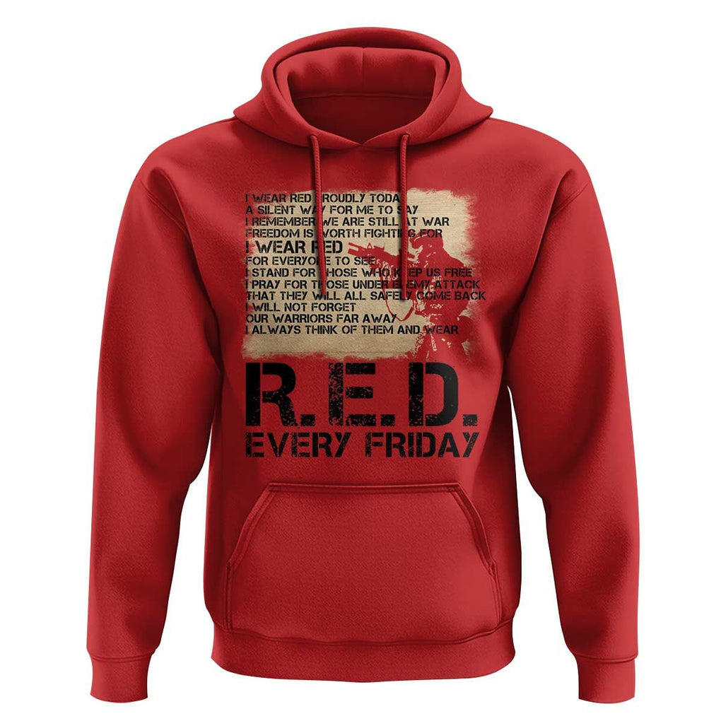 Red Friday Hoodie Remember The Deployed Military Troops Poem TS09 Red Print Your Wear