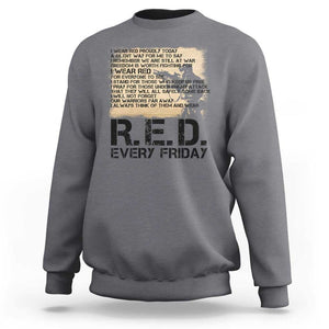 Red Friday Sweatshirt Remember The Deployed Military Troops Poem TS09 Charcoal Print Your Wear