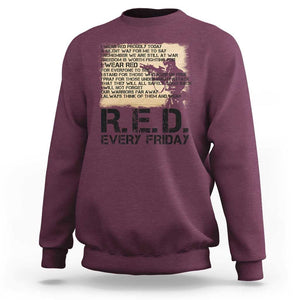 Red Friday Sweatshirt Remember The Deployed Military Troops Poem TS09 Maroon Print Your Wear
