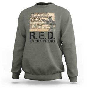 Red Friday Sweatshirt Remember The Deployed Military Troops Poem TS09 Military Green Print Your Wear