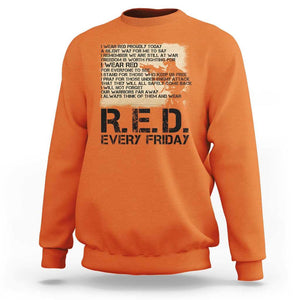 Red Friday Sweatshirt Remember The Deployed Military Troops Poem TS09 Orange Print Your Wear