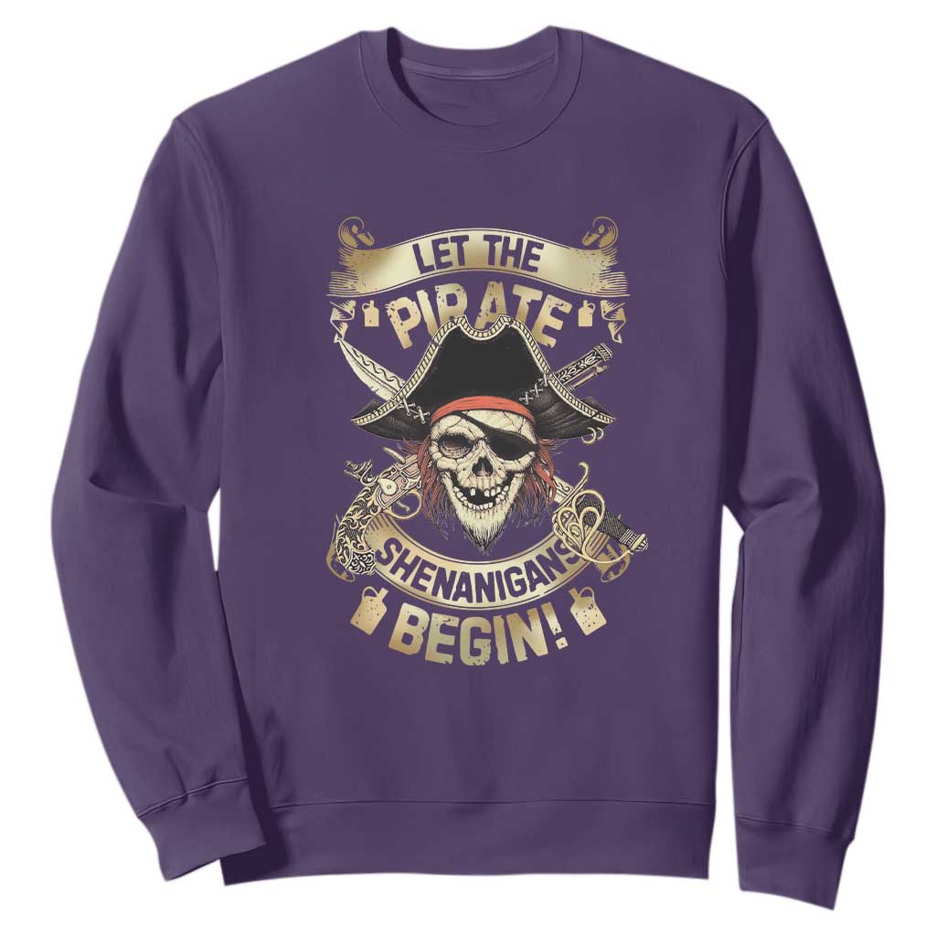 Pirate Sweatshirt Let The Pirate Shenanigans Begin TS09 Purple Print Your Wear