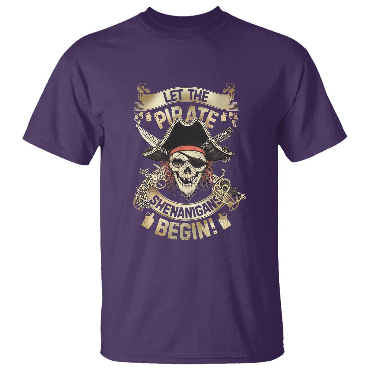 Pirate T Shirt Let The Pirate Shenanigans Begin TS09 Purple Print Your Wear