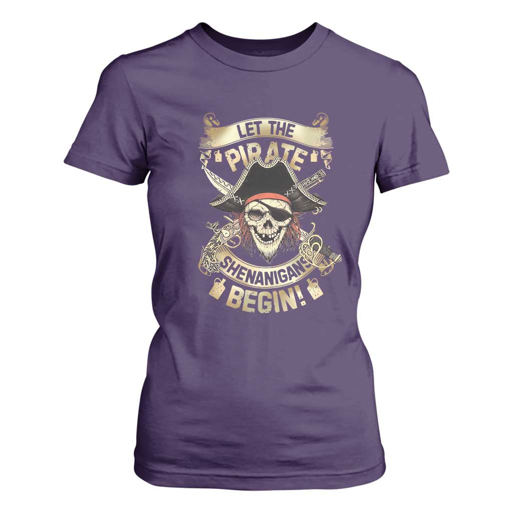 Pirate T Shirt For Women Let The Pirate Shenanigans Begin TS09 Purple Print Your Wear