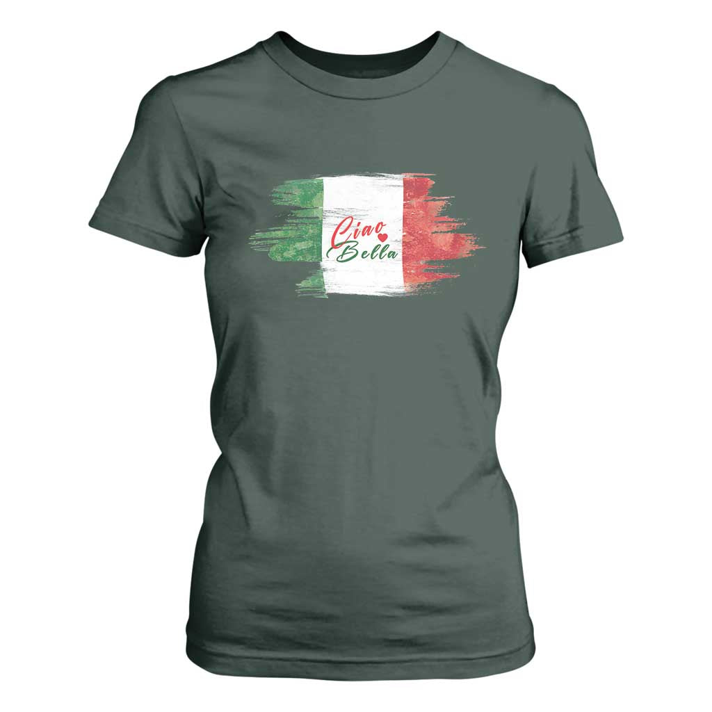 Italy Italian Ciao Bella T Shirt For Women TS09 Dark Forest Green Print Your Wear