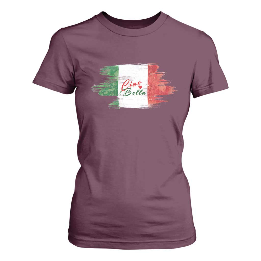 Italy Italian Ciao Bella T Shirt For Women TS09 Maroon Print Your Wear