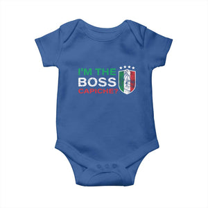 Funny Italian Baby Onesie I'm The Boss Capiche TS09 Royal Blue Print Your Wear