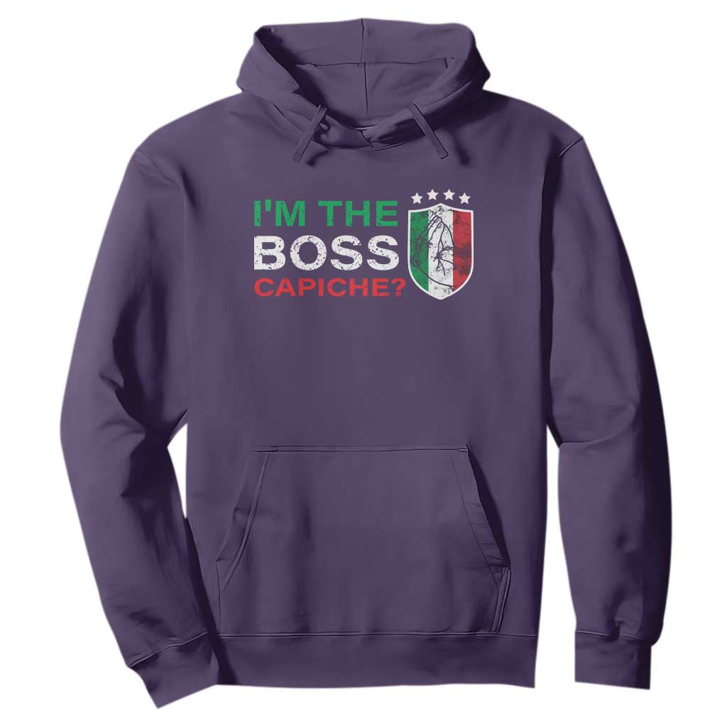 Funny Italian Hoodie I'm The Boss Capiche TS09 Purple Print Your Wear