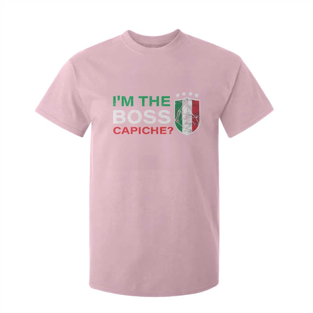 Funny Italian T Shirt For Kid I'm The Boss Capiche TS09 Light Pink Print Your Wear