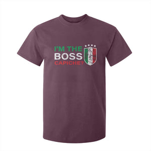 Funny Italian T Shirt For Kid I'm The Boss Capiche TS09 Maroon Print Your Wear