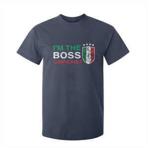 Funny Italian T Shirt For Kid I'm The Boss Capiche TS09 Navy Print Your Wear