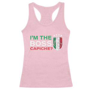 Funny Italian Racerback Tank Top I'm The Boss Capiche TS09 Light Pink Print Your Wear
