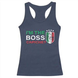 Funny Italian Racerback Tank Top I'm The Boss Capiche TS09 Navy Print Your Wear