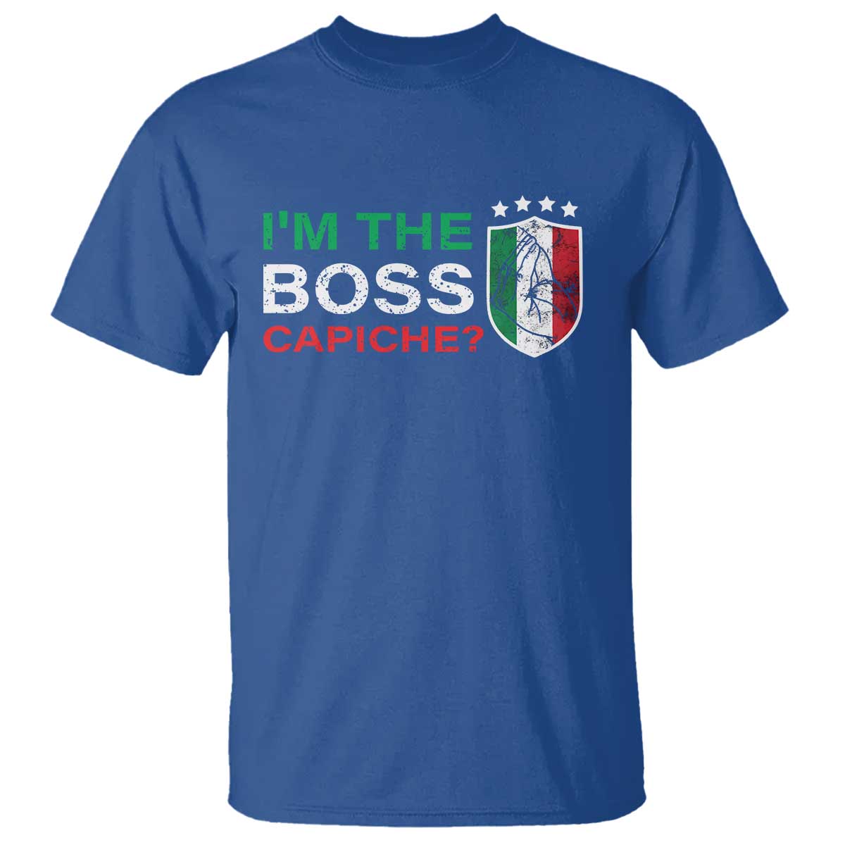 Funny Italian T Shirt I'm The Boss Capiche TS09 Royal Blue Print Your Wear