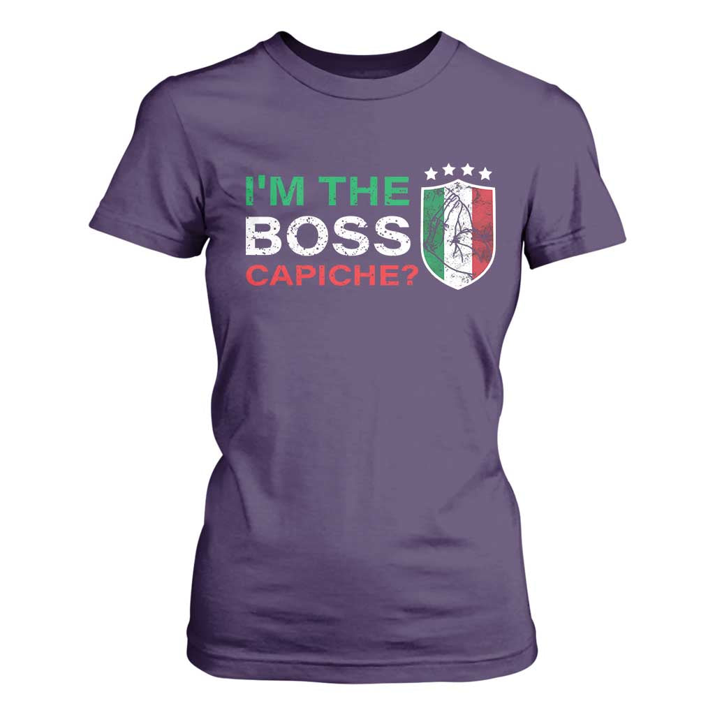 Funny Italian T Shirt For Women I'm The Boss Capiche TS09 Purple Print Your Wear
