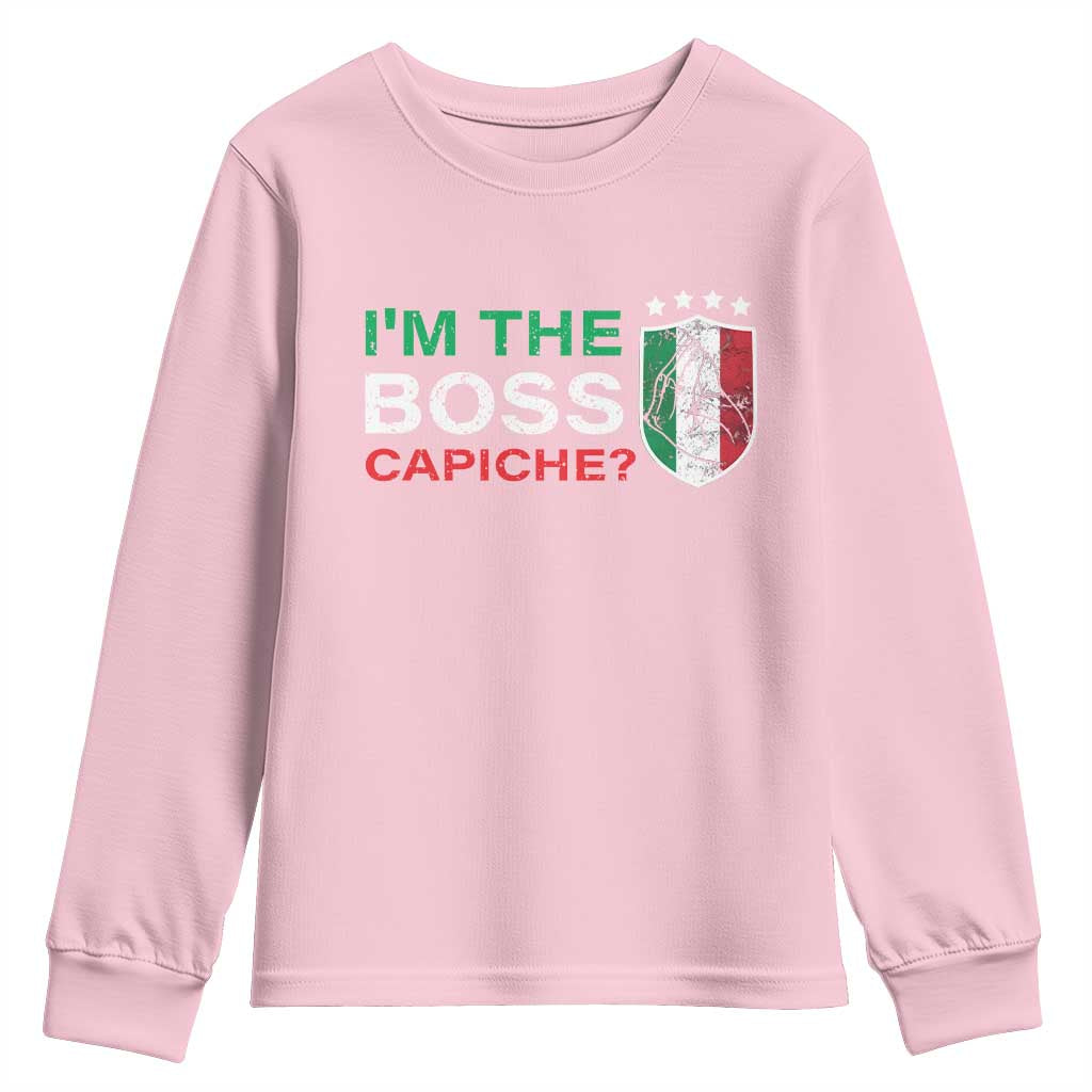 Funny Italian Youth Sweatshirt I'm The Boss Capiche TS09 Light Pink Print Your Wear