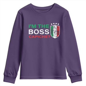 Funny Italian Youth Sweatshirt I'm The Boss Capiche TS09 Purple Print Your Wear