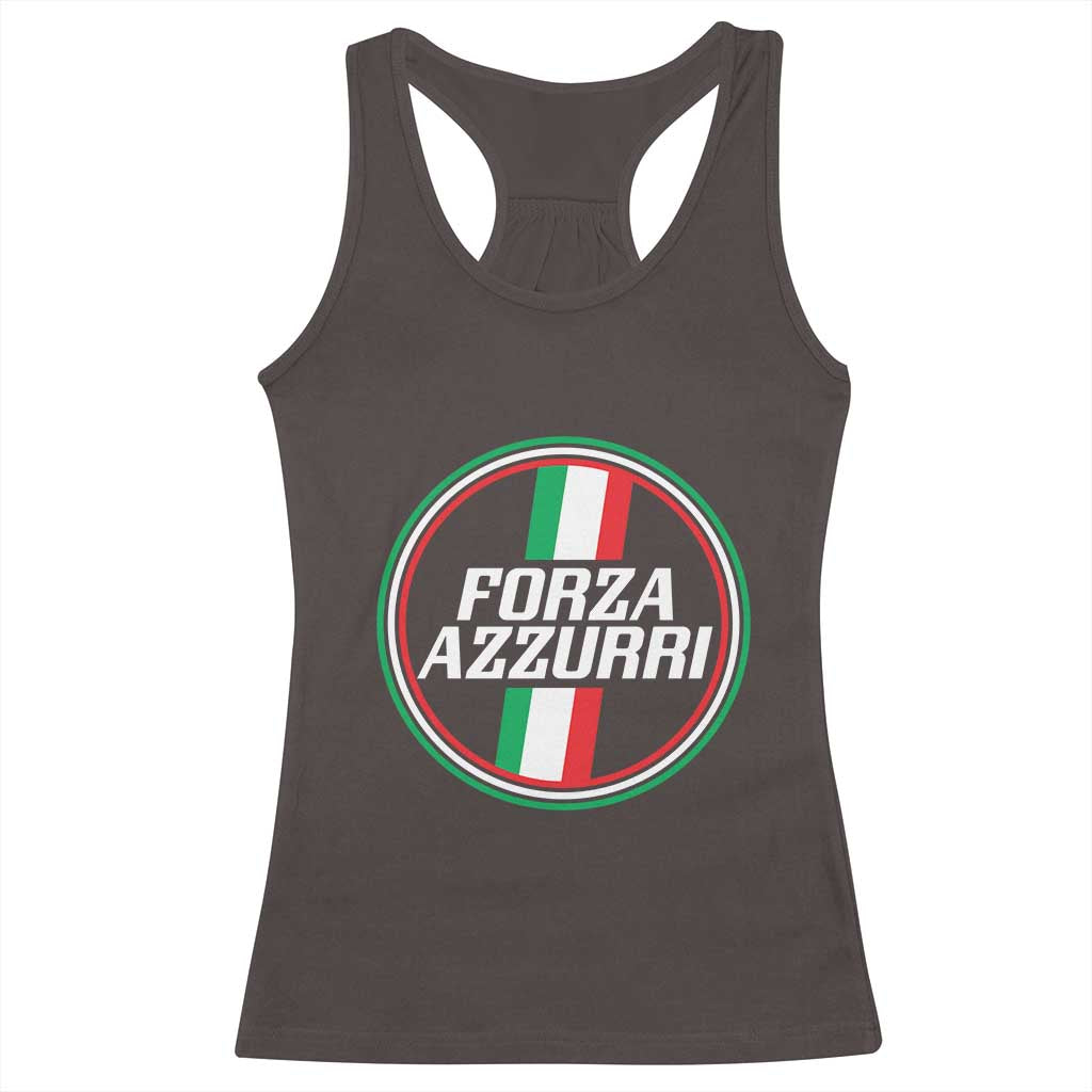 Italian Sport Support Racerback Tank Top Let's Go Italy Forza Azzurri TS09 Dark Chocolate Print Your Wear