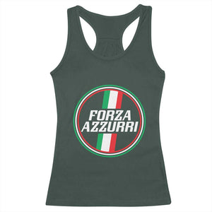 Italian Sport Support Racerback Tank Top Let's Go Italy Forza Azzurri TS09 Dark Forest Green Print Your Wear