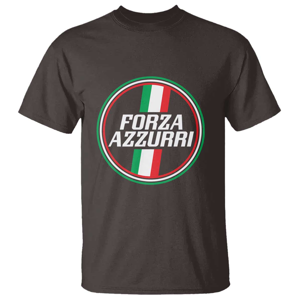 Italian Sport Support T Shirt Let's Go Italy Forza Azzurri TS09 Dark Chocolate Print Your Wear