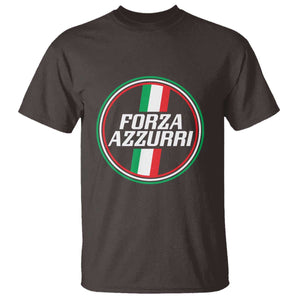 Italian Sport Support T Shirt Let's Go Italy Forza Azzurri TS09 Dark Chocolate Print Your Wear