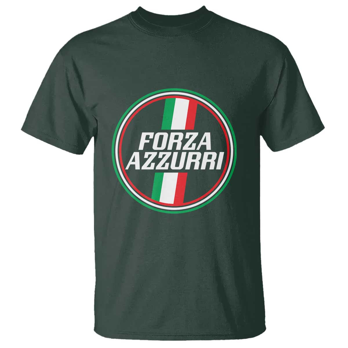 Italian Sport Support T Shirt Let's Go Italy Forza Azzurri TS09 Dark Forest Green Print Your Wear