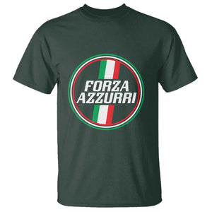 Italian Sport Support T Shirt Let's Go Italy Forza Azzurri TS09 Dark Forest Green Print Your Wear