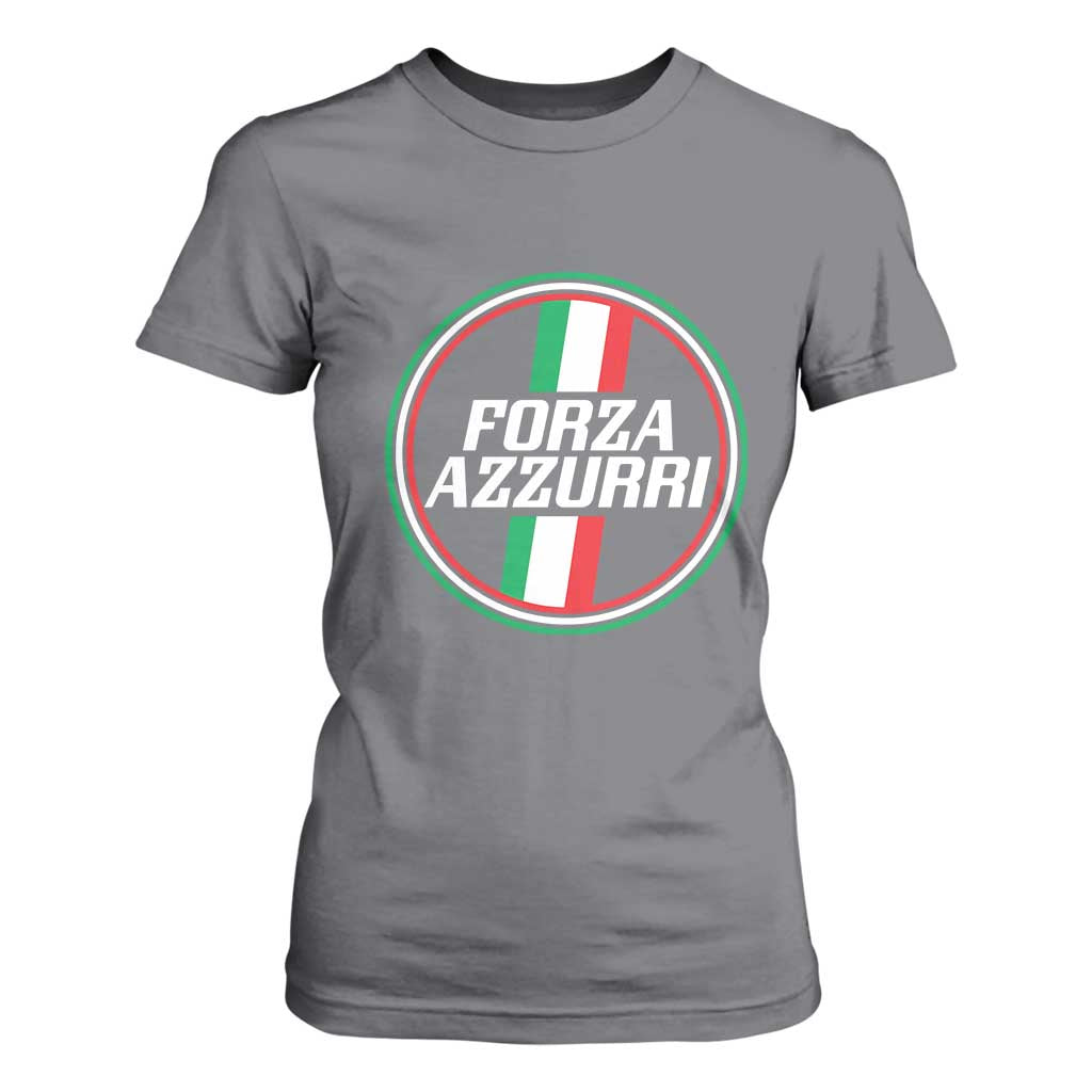 Italian Sport Support T Shirt For Women Let's Go Italy Forza Azzurri TS09 Charcoal Print Your Wear