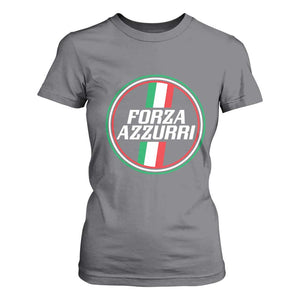 Italian Sport Support T Shirt For Women Let's Go Italy Forza Azzurri TS09 Charcoal Print Your Wear