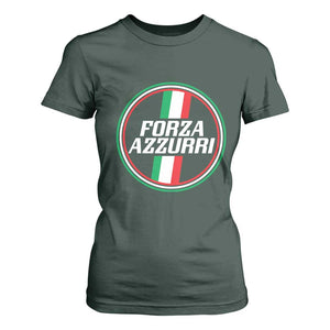 Italian Sport Support T Shirt For Women Let's Go Italy Forza Azzurri TS09 Dark Forest Green Print Your Wear
