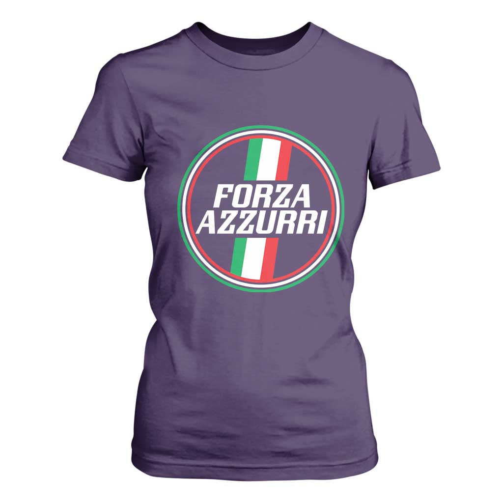 Italian Sport Support T Shirt For Women Let's Go Italy Forza Azzurri TS09 Purple Print Your Wear