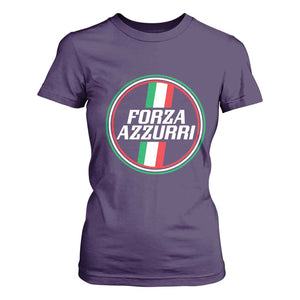 Italian Sport Support T Shirt For Women Let's Go Italy Forza Azzurri TS09 Purple Print Your Wear