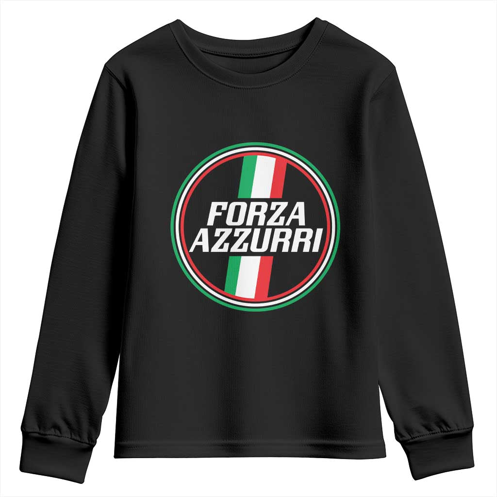 Italian Sport Support Youth Sweatshirt Let's Go Italy Forza Azzurri TS09 Black Print Your Wear