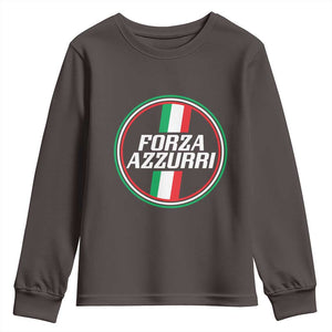Italian Sport Support Youth Sweatshirt Let's Go Italy Forza Azzurri TS09 Dark Chocolate Print Your Wear