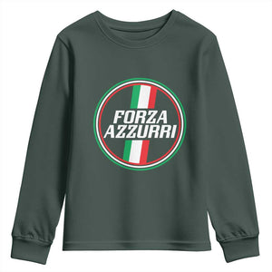Italian Sport Support Youth Sweatshirt Let's Go Italy Forza Azzurri TS09 Dark Forest Green Print Your Wear