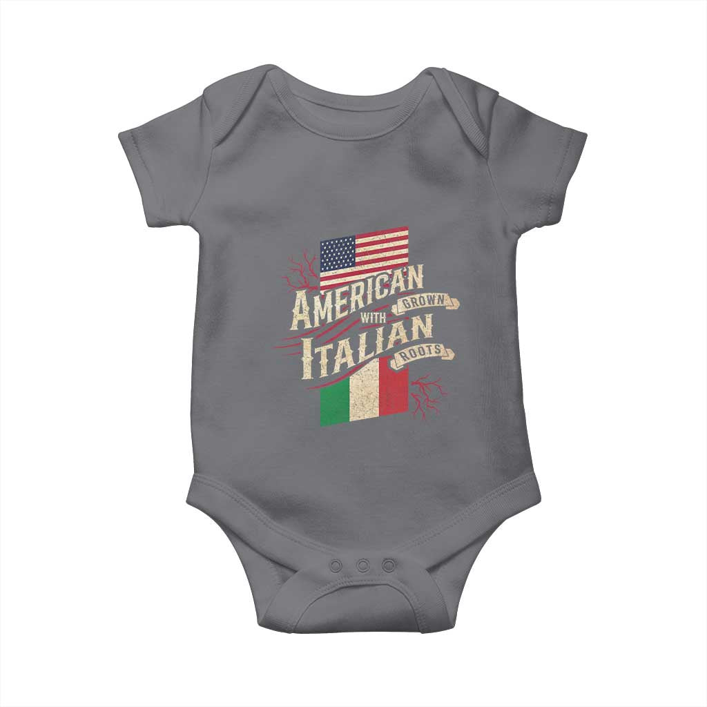 American Grown Italian Roots Patriot Baby Onesie TS09 Charcoal Print Your Wear