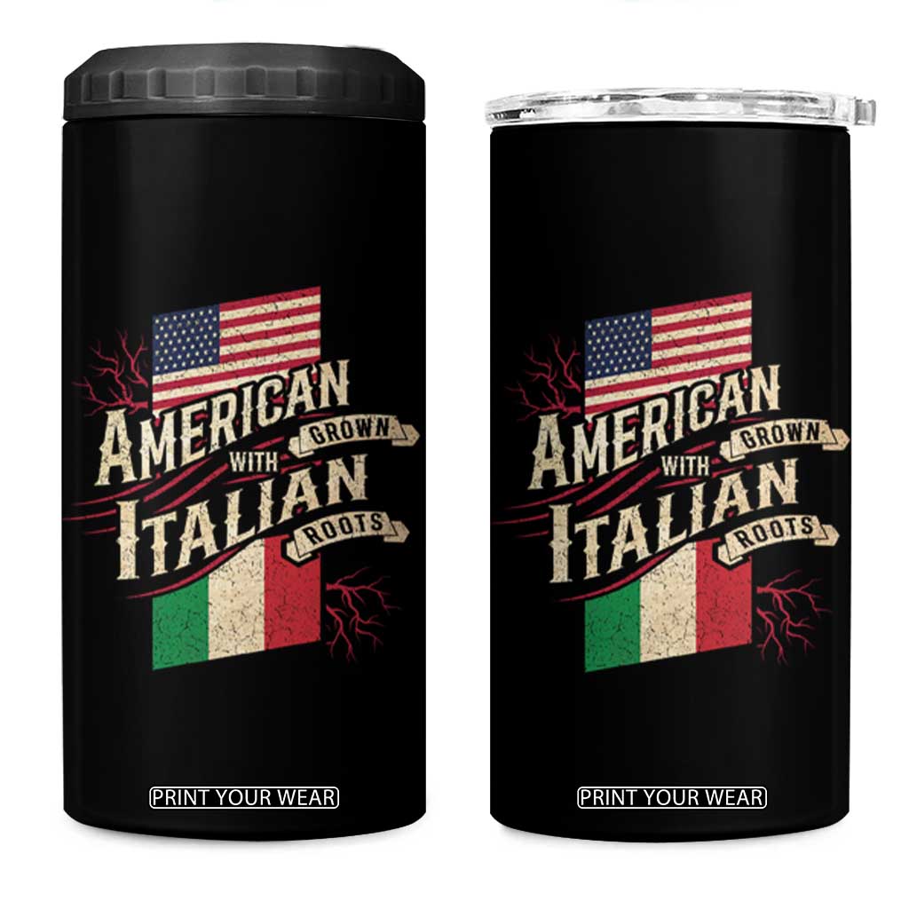 American Grown Italian Roots Patriot 4 in 1 Can Cooler Tumbler TS09 One Size: 16 oz Black Print Your Wear