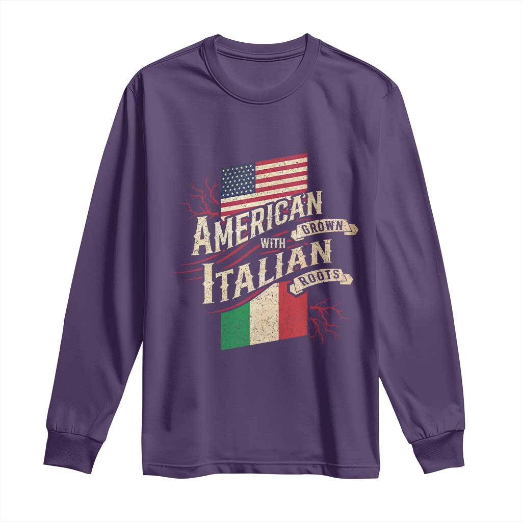 American Grown Italian Roots Patriot Long Sleeve Shirt TS09 Purple Print Your Wear
